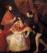TIZIANO Vecellio Pope Paul III with his Nephews Alessandro and Ottavio Farnese Spain oil painting artist
